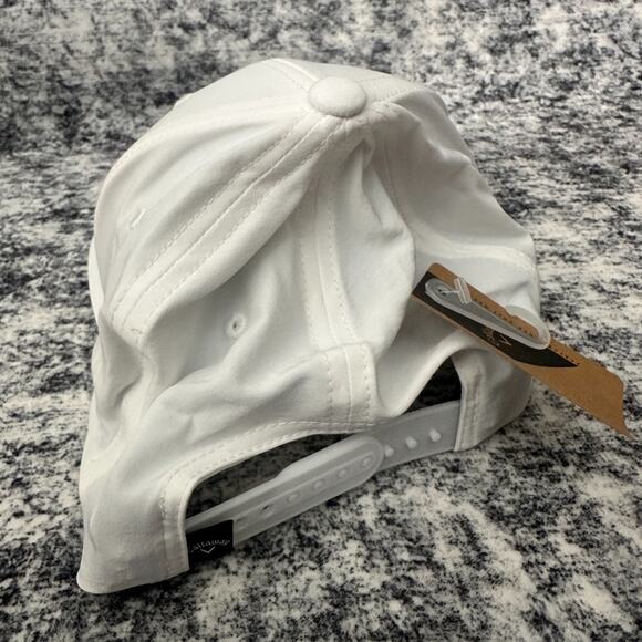 New Callaway Men's White Flexfit 110 One Ten Golf Hat Cap w/ Striped Band & Logo - Picture 3 of 10